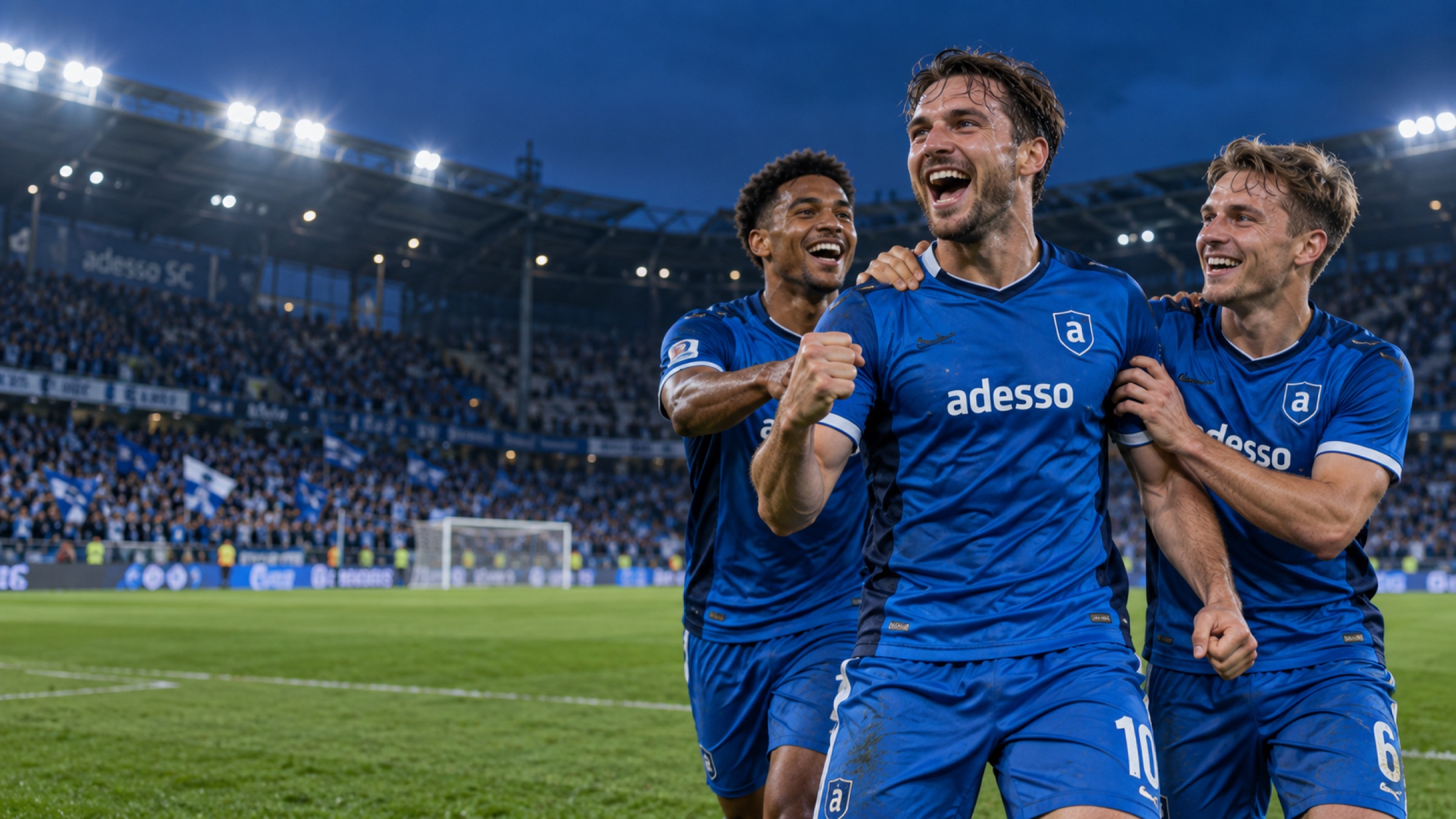Spieler nimmt den Ball im Stadion an